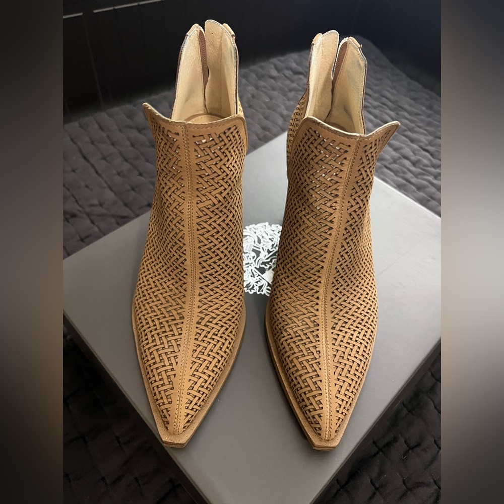 Vince Camuto Tan Woven Ankle Boots - Picture 9 of 12